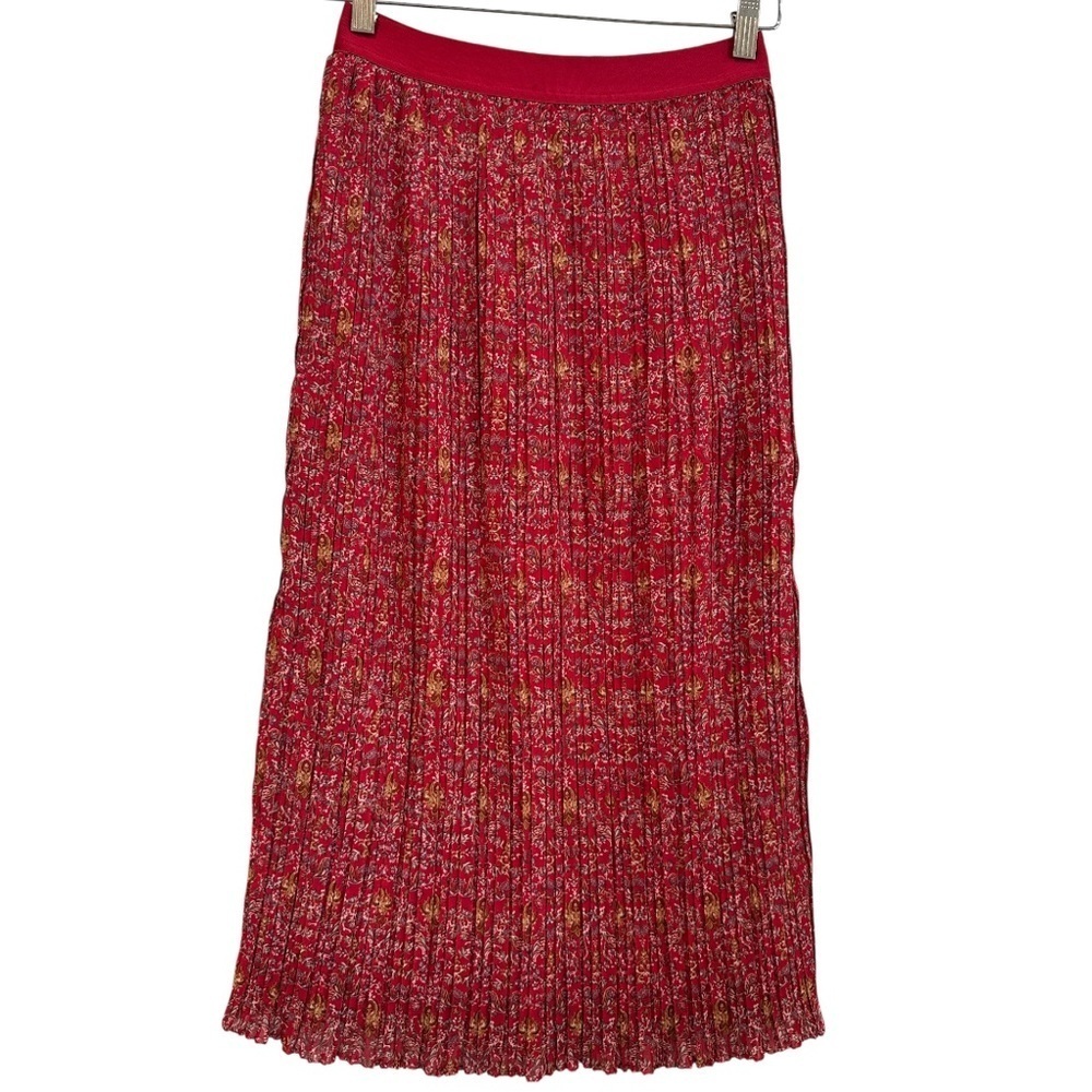 Beyond Words Hot Pink/Red Floral Pleated Skirt Size Small